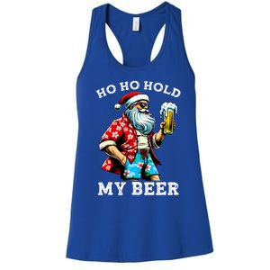 Funny Santa With Sunglasses And Beer Christmas In July Women's Racerback Tank