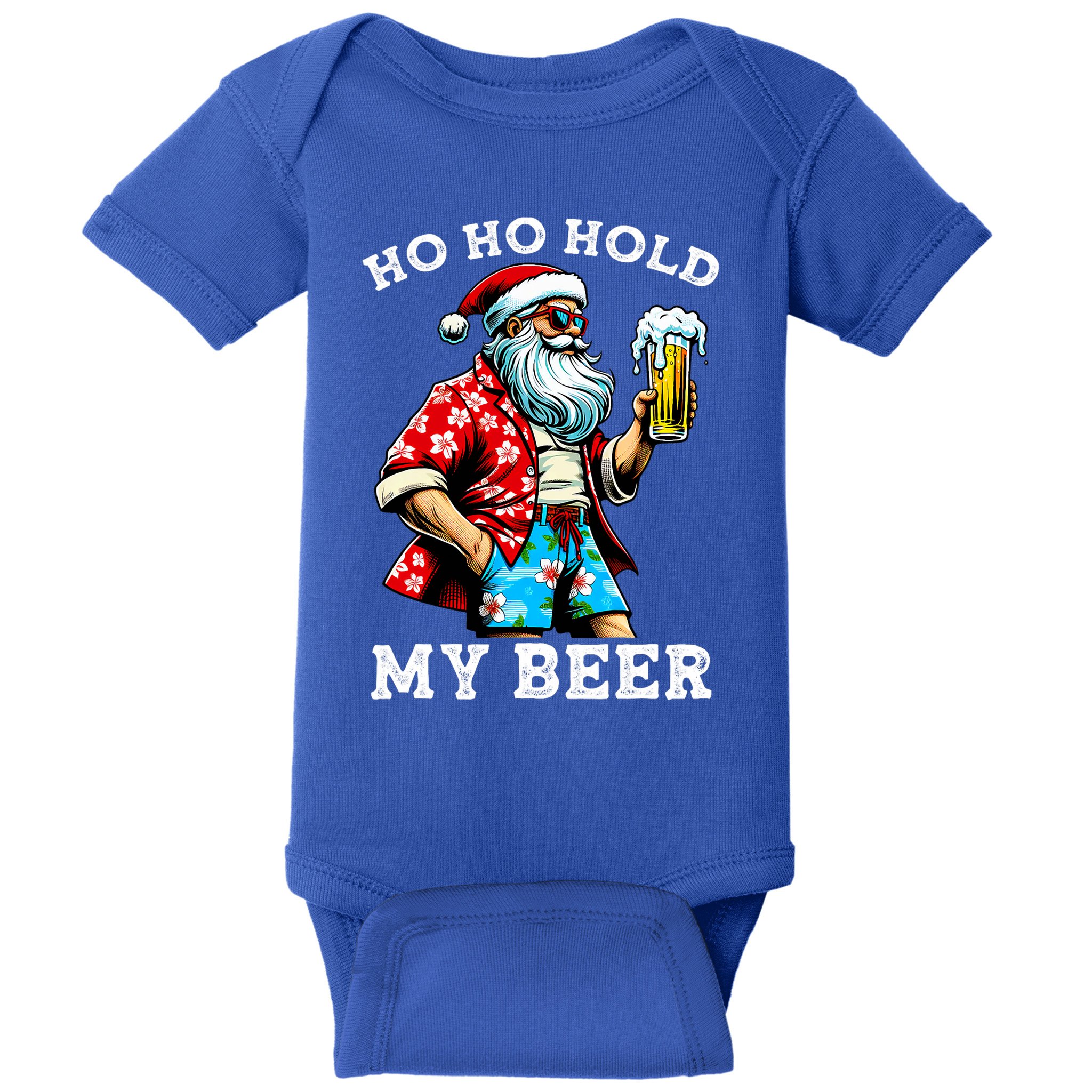 Funny Santa With Sunglasses And Beer Christmas In July Baby Bodysuit