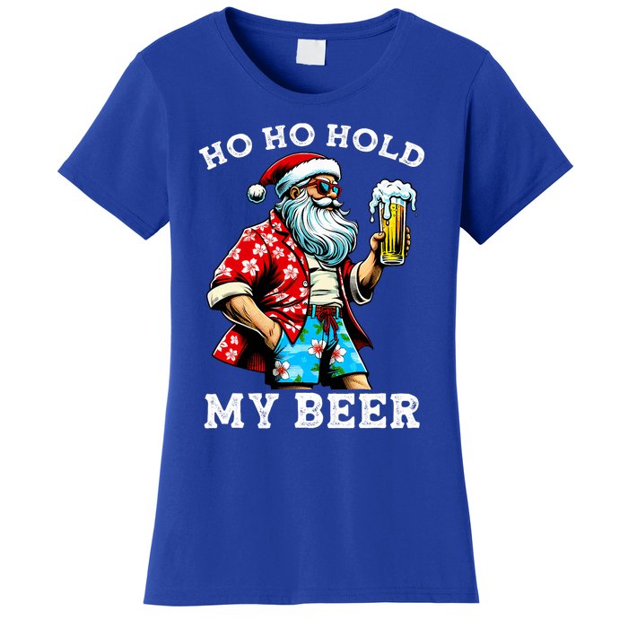 Funny Santa With Sunglasses And Beer Christmas In July Women's T-Shirt