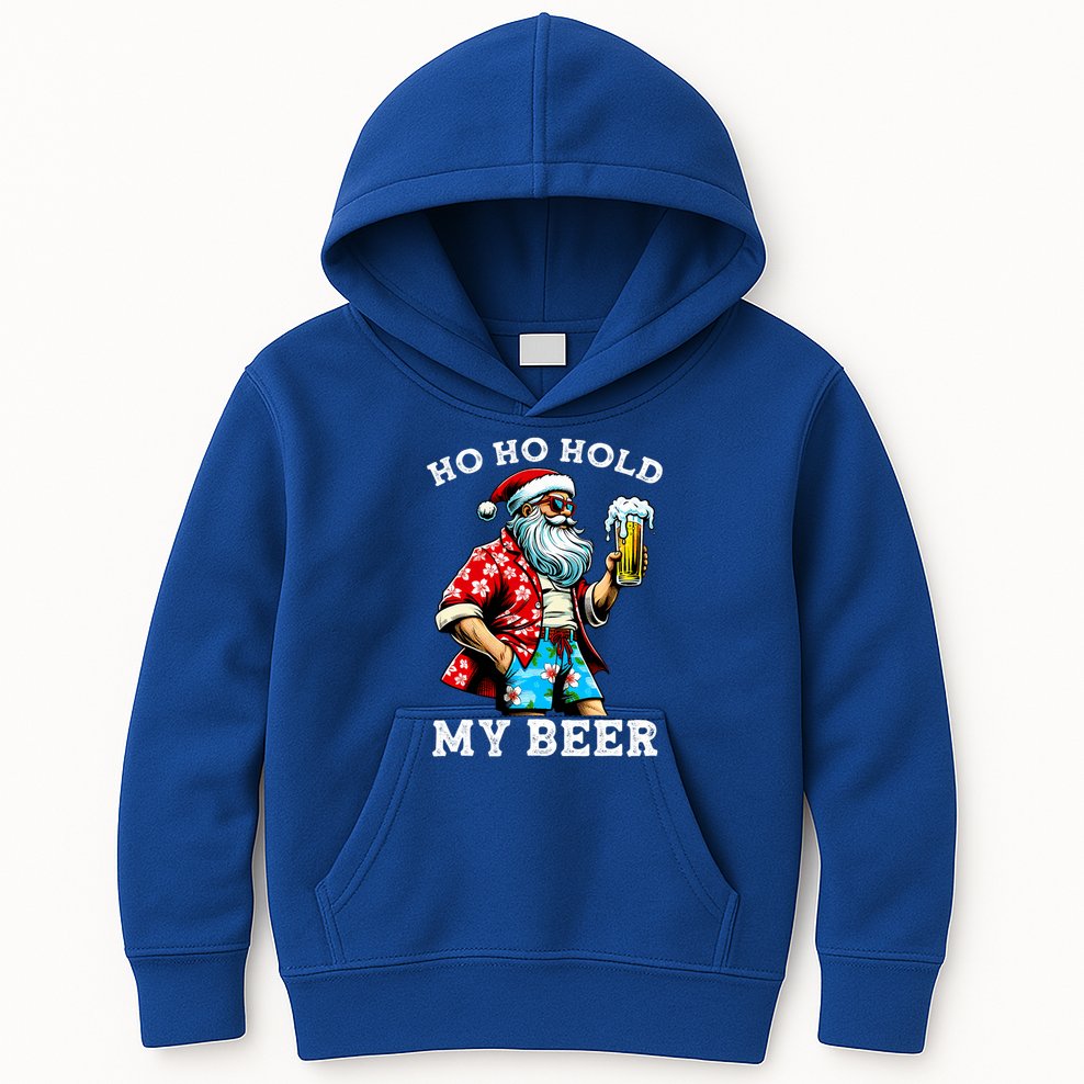 Funny Santa With Sunglasses And Beer Christmas In July Kids Hoodie