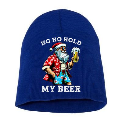 Funny Santa With Sunglasses And Beer Christmas In July Short Acrylic Beanie