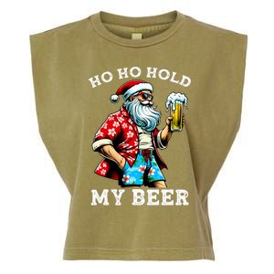 Funny Santa With Sunglasses And Beer Christmas In July Garment-Dyed Women's Muscle Tee