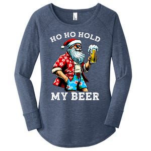 Funny Santa With Sunglasses And Beer Christmas In July Women's Perfect Tri Tunic Long Sleeve Shirt