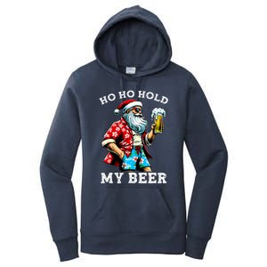 Funny Santa With Sunglasses And Beer Christmas In July Women's Pullover Hoodie