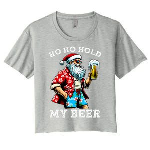 Funny Santa With Sunglasses And Beer Christmas In July Women's Crop Top Tee