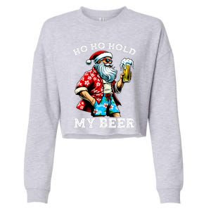 Funny Santa With Sunglasses And Beer Christmas In July Cropped Pullover Crew