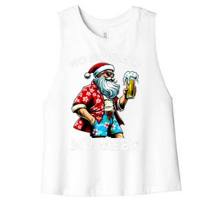 Funny Santa With Sunglasses And Beer Christmas In July Women's Racerback Cropped Tank