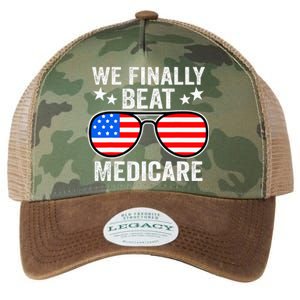 Funny Saying We Finally Beat Medicare Sunglasses Usa Flag Legacy Tie Dye Trucker Hat