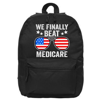 Funny Saying We Finally Beat Medicare Sunglasses Usa Flag 16 in Basic Backpack