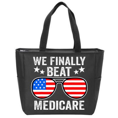 Funny Saying We Finally Beat Medicare Sunglasses Usa Flag Zip Tote Bag