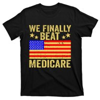 Funny Saying We Finally Beat Medicare Vintage Usa Flag T-Shirt