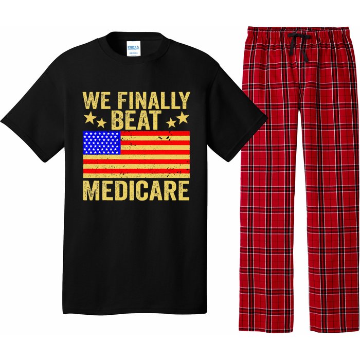 Funny Saying We Finally Beat Medicare Vintage Usa Flag Pajama Set