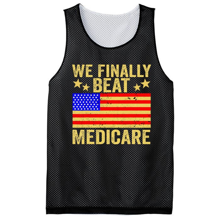 Funny Saying We Finally Beat Medicare Vintage Usa Flag Mesh Reversible Basketball Jersey Tank