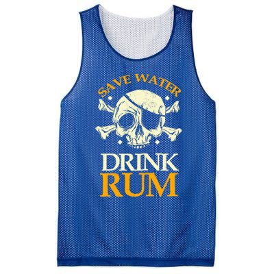 Funny Save Water Rum Skeleton Pirate Meaningful Gift Mesh Reversible Basketball Jersey Tank