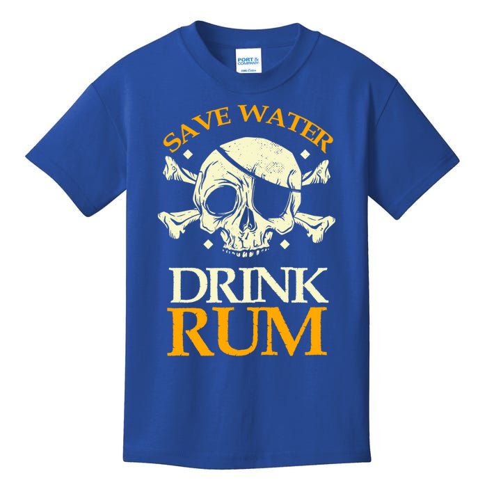 Funny Save Water Rum Skeleton Pirate Meaningful Gift Kids T-Shirt