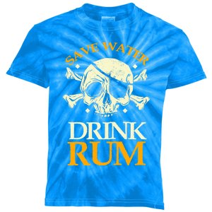 Funny Save Water Rum Skeleton Pirate Meaningful Gift Kids Tie-Dye T-Shirt