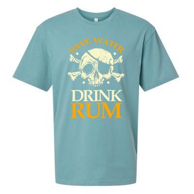 Funny Save Water Rum Skeleton Pirate Meaningful Gift Sueded Cloud Jersey T-Shirt