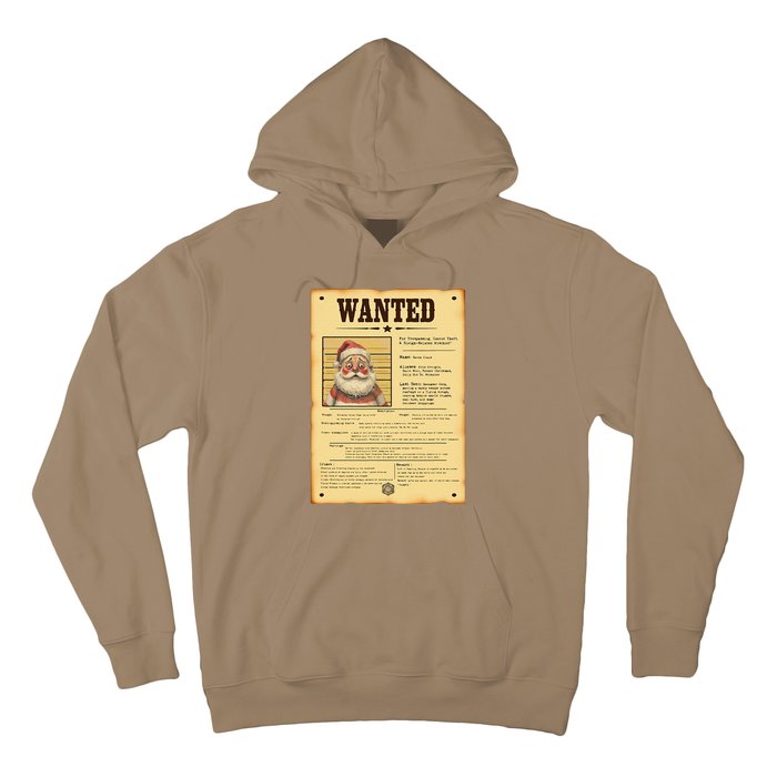 Funny Santa Wanted Poster Vintage Christmas Humor Design Hoodie