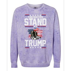 Firefighters Stand With Trump 2024 SupporterS Funny Gift 2024 Funny Gift Colorblast Crewneck Sweatshirt