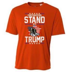 Firefighters Stand With Trump 2024 SupporterS Funny Gift 2024 Funny Gift Cooling Performance Crew T-Shirt