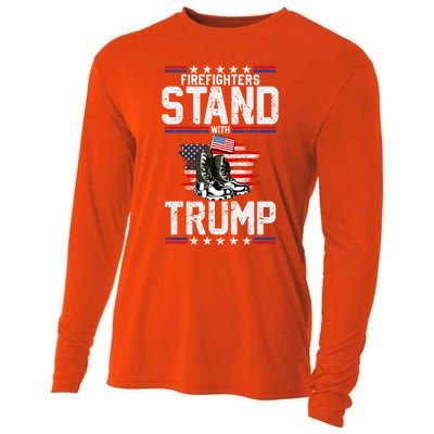 Firefighters Stand With Trump 2024 SupporterS Funny Gift 2024 Funny Gift Cooling Performance Long Sleeve Crew