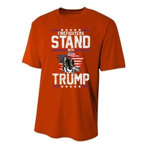 Firefighters Stand With Trump 2024 SupporterS Funny Gift 2024 Funny Gift Performance Sprint T-Shirt