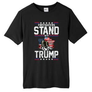 Firefighters Stand With Trump 2024 SupporterS Funny Gift 2024 Funny Gift Tall Fusion ChromaSoft Performance T-Shirt