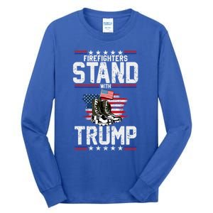 Firefighters Stand With Trump 2024 SupporterS Funny Gift 2024 Funny Gift Tall Long Sleeve T-Shirt