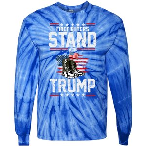 Firefighters Stand With Trump 2024 SupporterS Funny Gift 2024 Funny Gift Tie-Dye Long Sleeve Shirt