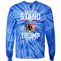 Firefighters Stand With Trump 2024 SupporterS Funny Gift 2024 Funny Gift Tie-Dye Long Sleeve Shirt