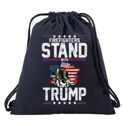 Firefighters Stand With Trump 2024 SupporterS Funny Gift 2024 Funny Gift Drawstring Bag