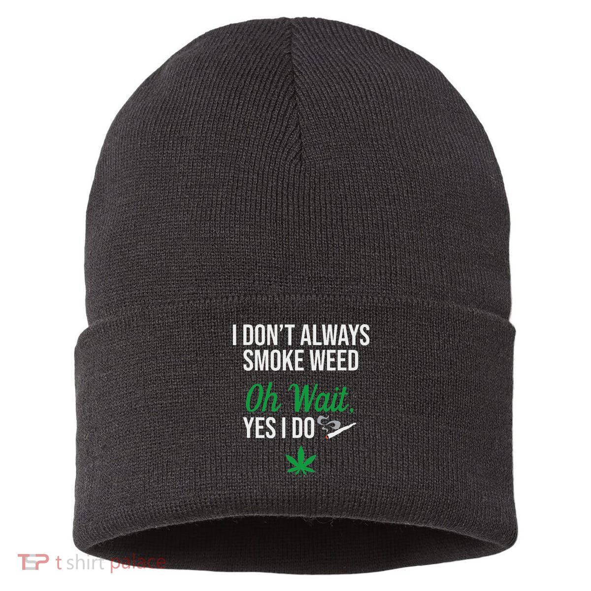 Funny Smoke Weed Marijuana Stoner Sustainable Knit Beanie