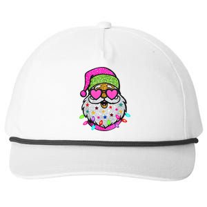 Funny Santa With Sunglasses Christmas Pink Snapback Five-Panel Rope Hat