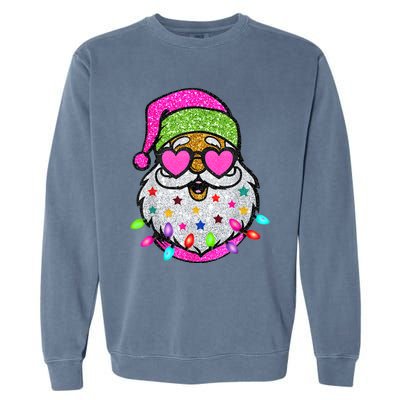 Funny Santa With Sunglasses Christmas Pink Garment-Dyed Sweatshirt