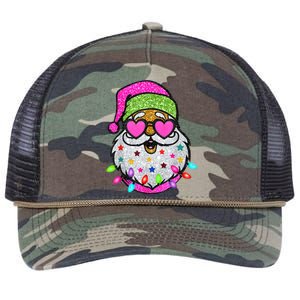 Funny Santa With Sunglasses Christmas Pink Retro Rope Trucker Hat Cap