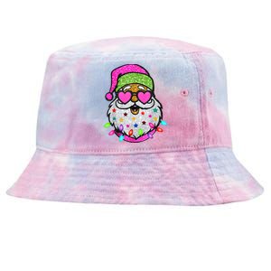 Funny Santa With Sunglasses Christmas Pink Tie-Dyed Bucket Hat