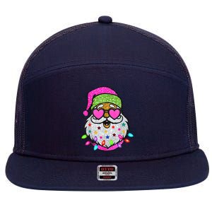 Funny Santa With Sunglasses Christmas Pink 7 Panel Mesh Trucker Snapback Hat