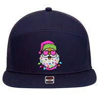 Funny Santa With Sunglasses Christmas Pink 7 Panel Mesh Trucker Snapback Hat