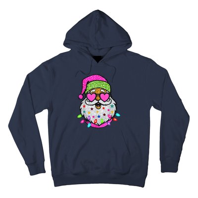 Funny Santa With Sunglasses Christmas Pink Hoodie