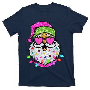 Funny Santa With Sunglasses Christmas Pink T-Shirt