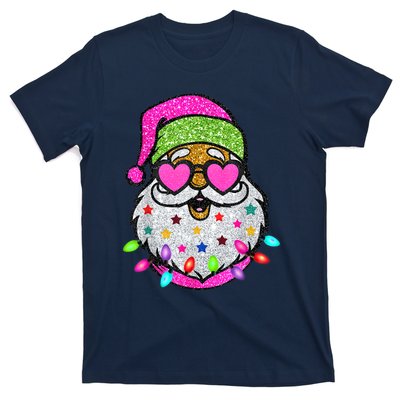 Funny Santa With Sunglasses Christmas Pink T-Shirt