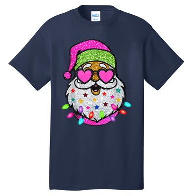 Funny Santa With Sunglasses Christmas Pink Tall T-Shirt