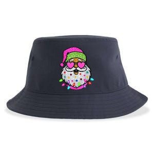 Funny Santa With Sunglasses Christmas Pink Sustainable Bucket Hat