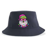 Funny Santa With Sunglasses Christmas Pink Sustainable Bucket Hat