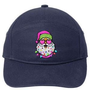 Funny Santa With Sunglasses Christmas Pink 7-Panel Snapback Hat