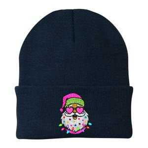 Funny Santa With Sunglasses Christmas Pink Knit Cap Winter Beanie