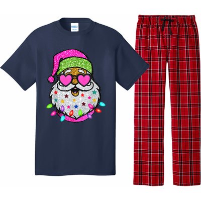 Funny Santa With Sunglasses Christmas Pink Pajama Set