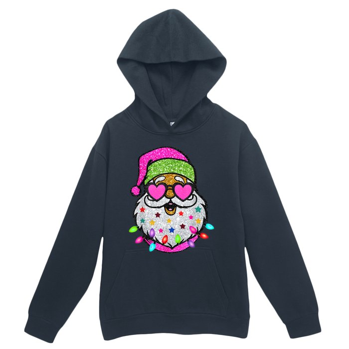 Funny Santa With Sunglasses Christmas Pink Urban Pullover Hoodie