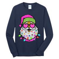 Funny Santa With Sunglasses Christmas Pink Tall Long Sleeve T-Shirt