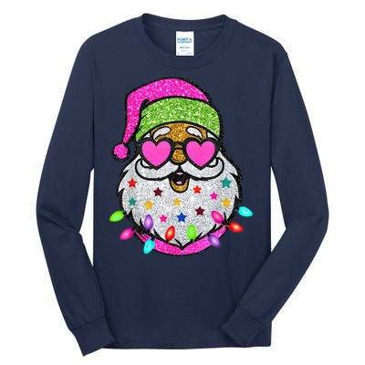 Funny Santa With Sunglasses Christmas Pink Tall Long Sleeve T-Shirt